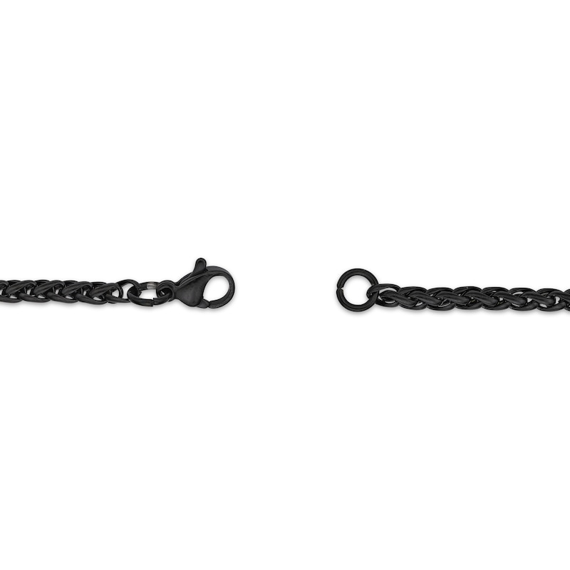 Main Image 3 of Solid Wheat Chain Necklace 3mm Black Ion-Plated Stainless Steel 20&quot;