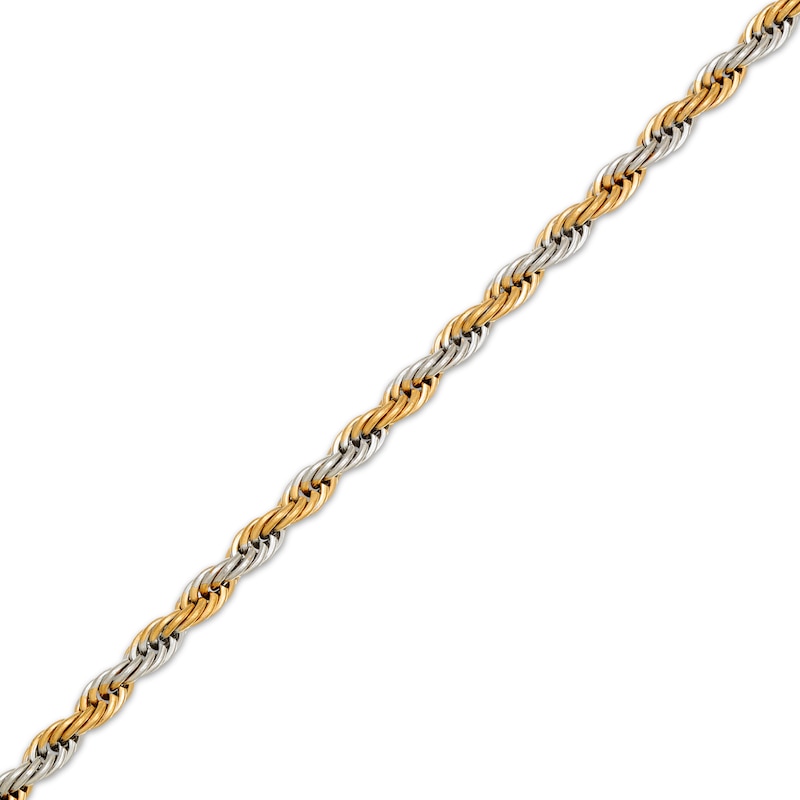 Main Image 2 of Solid Rope Chain Necklace 3mm Yellow & White Ion-Plated Stainless Steel 24&quot;