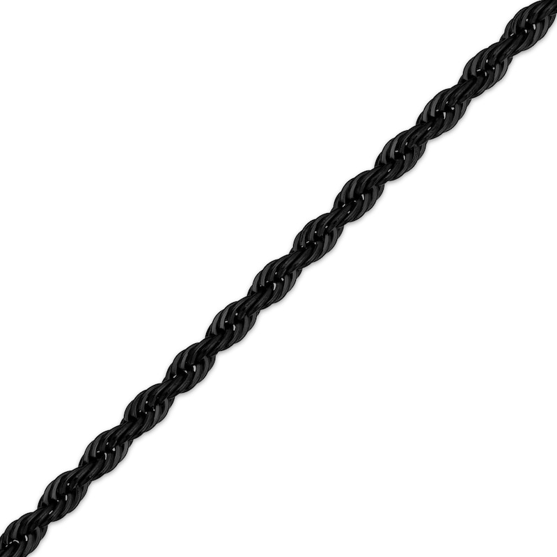 Main Image 2 of Solid Rope Chain Necklace 3mm Black Ion-Plated Stainless Steel 24&quot;