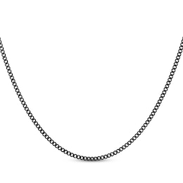 Solid Curb Chain Necklace 2mm Black Ion-Plated Stainless Steel 20&quot;