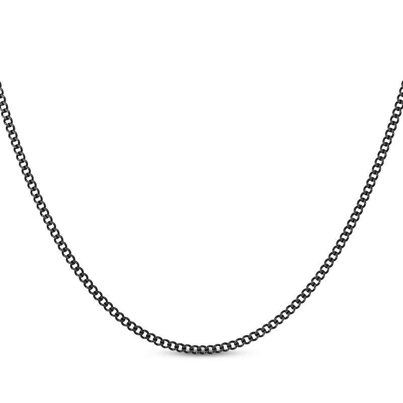 Main Image 1 of Solid Curb Chain Necklace 2mm Black Ion-Plated Stainless Steel 20&quot;