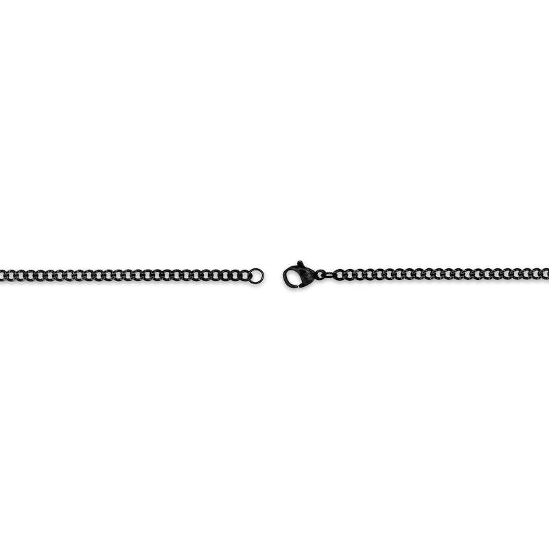 Main Image 3 of Solid Curb Chain Necklace 2mm Black Ion-Plated Stainless Steel 20&quot;