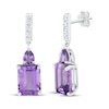 Thumbnail Image 1 of Emerald-Cut Amethyst & White Lab-Created Sapphire Dangle Earrings Sterling Silver