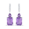 Thumbnail Image 2 of Emerald-Cut Amethyst & White Lab-Created Sapphire Dangle Earrings Sterling Silver