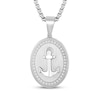 Thumbnail Image 1 of Men's Diamond Anchor Oval Necklace 3/8 ct tw Stainless Steel 24&quot;