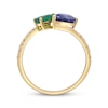 Thumbnail Image 3 of Cirari Couture Pear-Shaped Tanzanite & Emerald Ring 1/6 ct tw Diamonds 14K Yellow Gold