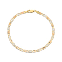 Solid Diamond-Cut Valentino Chain Bracelet 3.3mm 14K Tri-Tone Gold 7.5&quot;