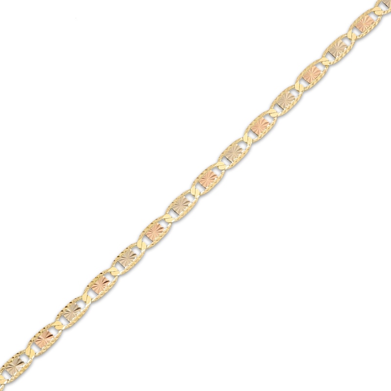 Main Image 2 of Solid Diamond-Cut Valentino Chain Bracelet 3.3mm 14K Tri-Tone Gold 7.5&quot;