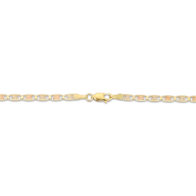 Main Image 3 of Solid Diamond-Cut Valentino Chain Bracelet 3.3mm 14K Tri-Tone Gold 7.5&quot;