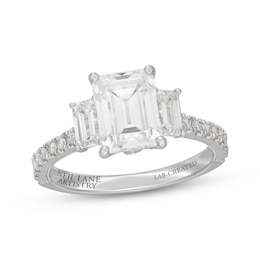 Neil Lane Artistry Emerald-Cut Lab-Grown Diamond Three-Stone Engagement Ring 3 ct tw 14K White Gold