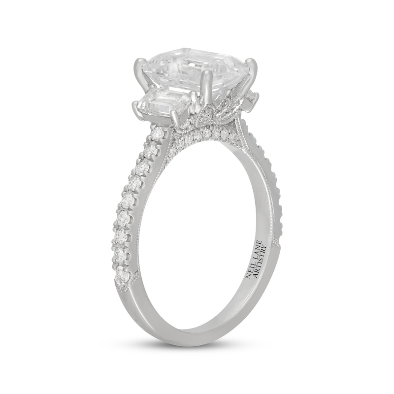 Main Image 2 of Neil Lane Artistry Emerald-Cut Lab-Grown Diamond Three-Stone Engagement Ring 3 ct tw 14K White Gold