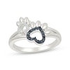 Thumbnail Image 1 of Black & White Diamond Heart Paw Print Ring 1/20 ct tw Sterling Silver