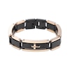 Thumbnail Image 1 of Men's Diamond Accent Cross Bracelet Black & Rose Ion-Plated Stainless Steel 8.5&quot;