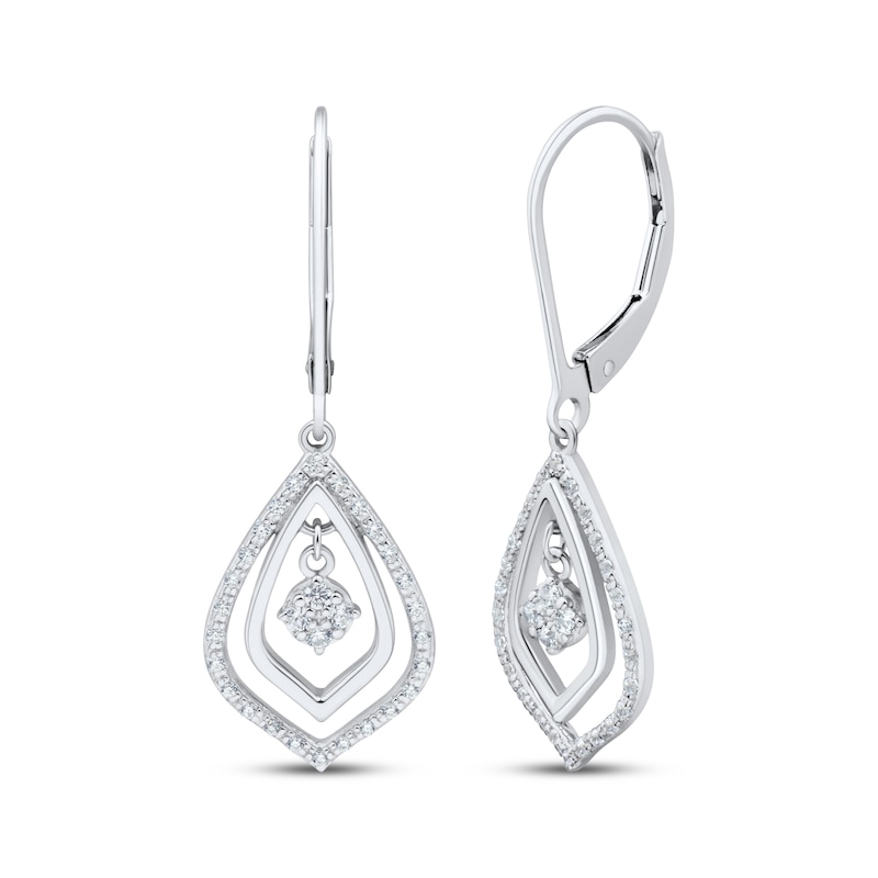 Main Image 1 of Multi-Diamond Teardrop Dangle Earrings 1/4 ct tw Sterling Silver