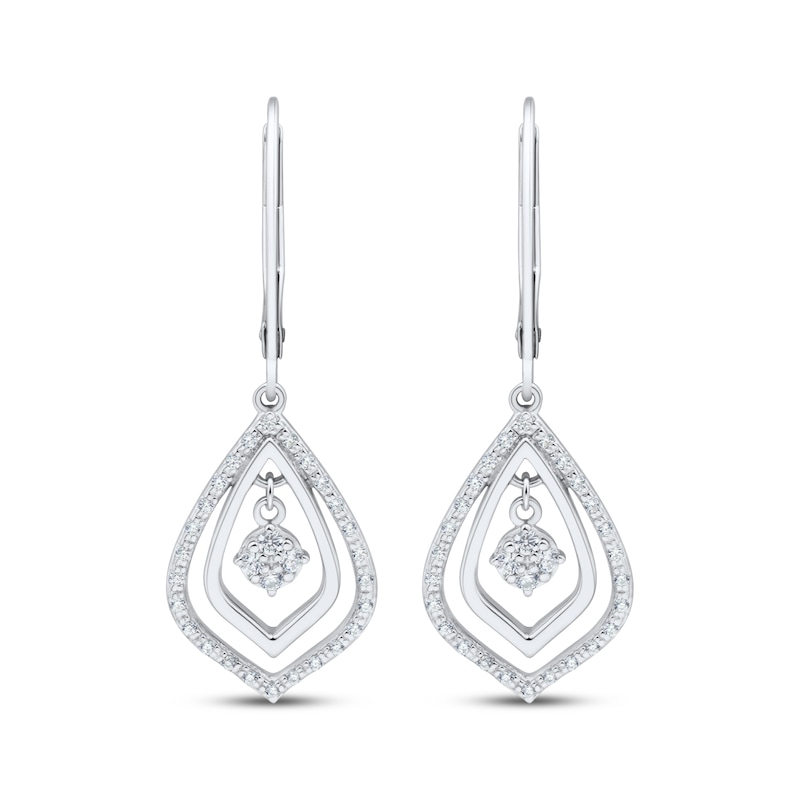 Main Image 2 of Multi-Diamond Teardrop Dangle Earrings 1/4 ct tw Sterling Silver