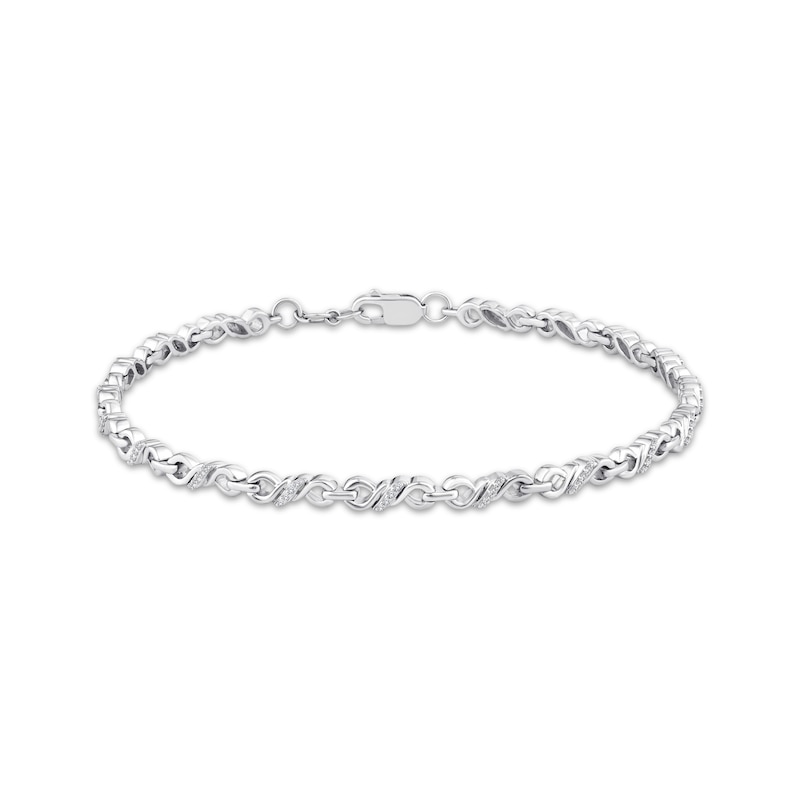 Main Image 3 of Diamond Twist-Link Bracelet & Hoop Earrings Set 1/5 ct tw Sterling Silver