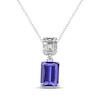 Thumbnail Image 1 of Emerald-Cut Tanzanite & Diamond Necklace 1/5 ct tw 14K White Gold 18&quot;