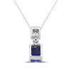 Thumbnail Image 3 of Emerald-Cut Tanzanite & Diamond Necklace 1/5 ct tw 14K White Gold 18&quot;