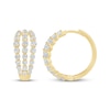 Thumbnail Image 3 of Lab-Grown Diamonds by KAY Three-Row Split Huggie Hoop Earrings 2 ct tw 14K Yellow Gold