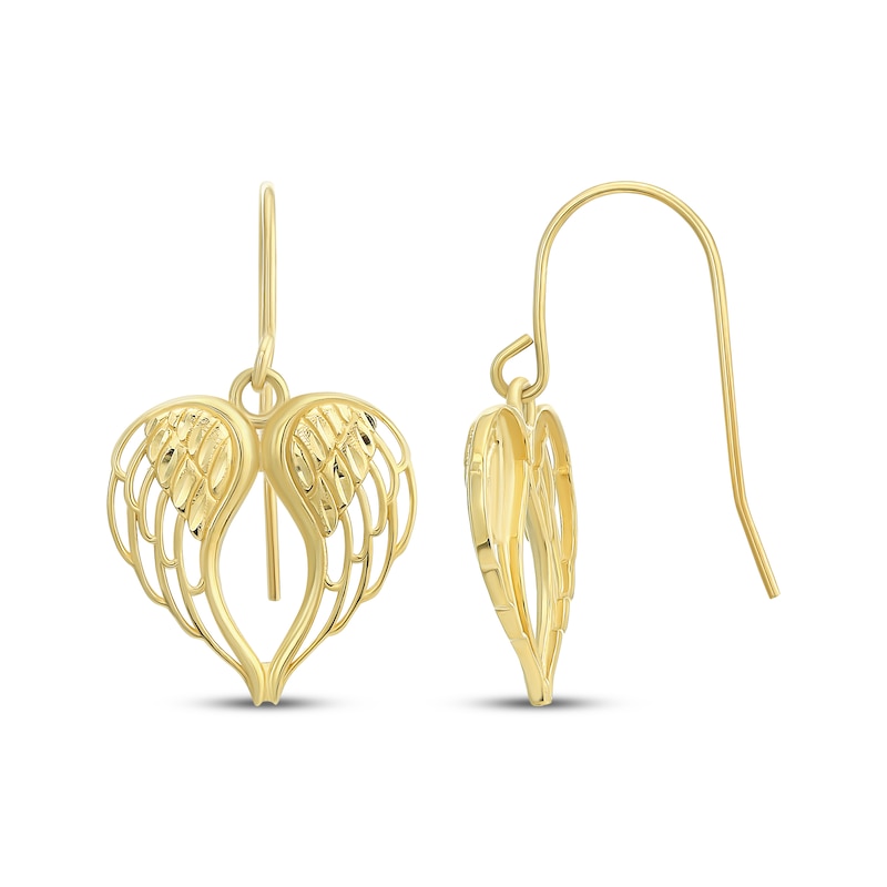 Main Image 1 of Angel Wing Dangle Earrings 14K Yellow Gold