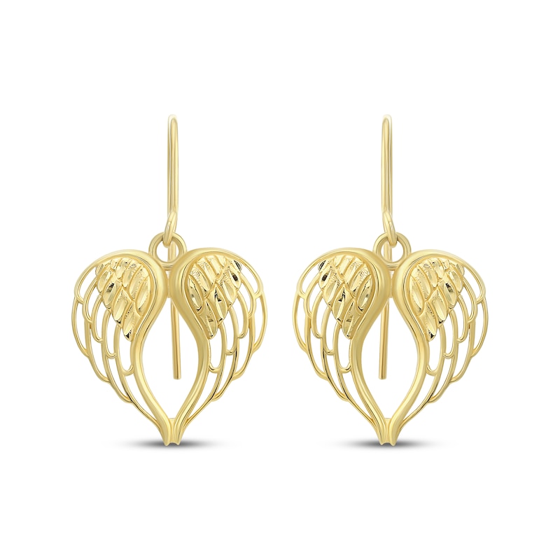 Main Image 2 of Angel Wing Dangle Earrings 14K Yellow Gold