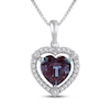 Thumbnail Image 1 of Heart-Shaped Lab-Created Alexandrite & White Lab-Created Sapphire Necklace Sterling Silver 18&quot;