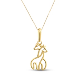 Hugging Giraffes Necklace 14K Yellow Gold 18&quot;