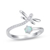 Thumbnail Image 1 of Lab-Created Opal & White Lab-Created Sapphire Dragonfly Deconstructed Ring Sterling Silver