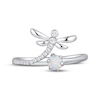 Thumbnail Image 3 of Lab-Created Opal & White Lab-Created Sapphire Dragonfly Deconstructed Ring Sterling Silver