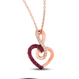 Le Vian Ruby Infinity Heart Necklace 1/20 ct tw Diamond 14K Strawberry Gold 18&quot;