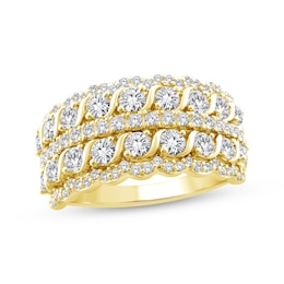 Adore Diamond Multi-Row Twist Anniversary Ring 1-1/2 ct tw 14K Yellow Gold