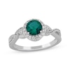 Thumbnail Image 3 of Lab-Created Emerald & White Lab-Created Sapphire Gift Set Sterling Silver - Size 7