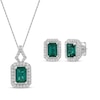 Thumbnail Image 1 of Octagon-Cut Lab-Created Emerald & White Lab-Created Sapphire Gift Set Sterling Silver