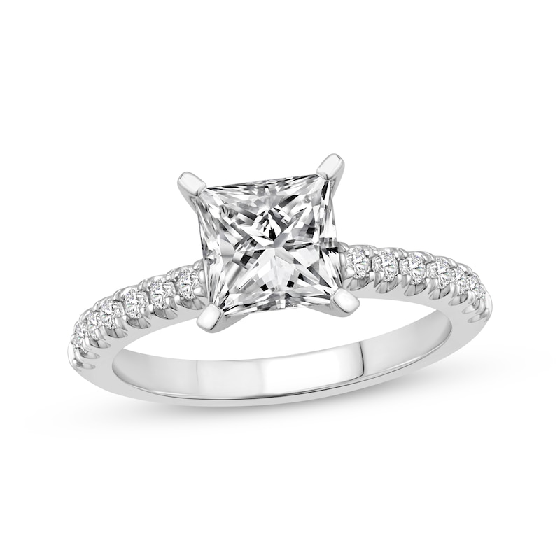 Princess Lab Grown Mens Solitaire Lab Diamond Engagement Ring In 14K White  Gold