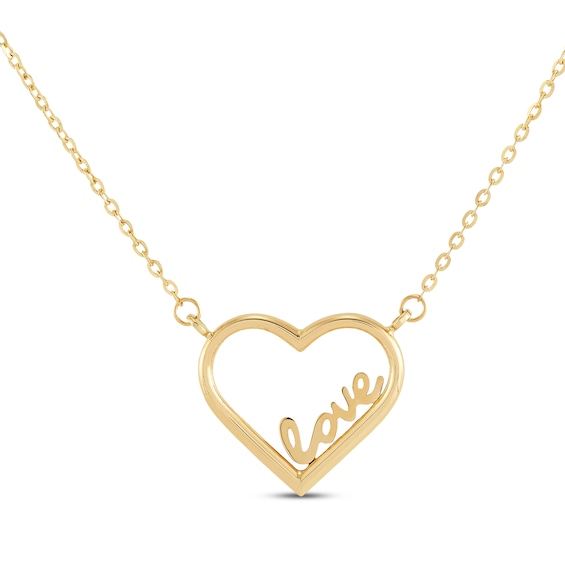 "Love" Heart Necklace 14K Yellow Gold 17"