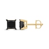 Thumbnail Image 1 of Princess-Cut Black Diamond Solitaire Stud Earrings 1 ct tw 10K Yellow Gold