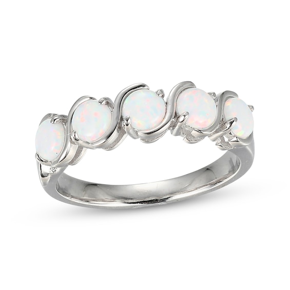 Lab-Created Opal S-Curve Ring Sterling Silver