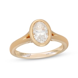 Neil Lane Artistry Oval-Cut Lab-Grown Diamond Bezel-Set Engagement Ring 1 ct tw 14K Yellow Gold