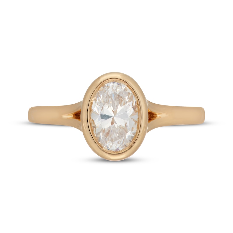 Main Image 3 of Neil Lane Artistry Oval-Cut Lab-Grown Diamond Bezel-Set Engagement Ring 1 ct tw 14K Yellow Gold