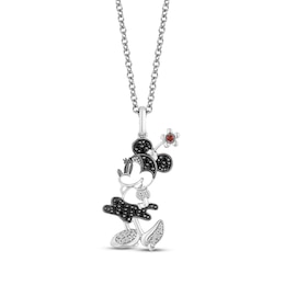 Disney Treasures Minnie Mouse Garnet & Diamond Necklace 1/6 ct tw Sterling Silver 19&quot;