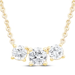 Lab-Created Diamonds by KAY Three-Stone Necklace 1-1/2 ct tw 14K Yellow Gold 18&quot;