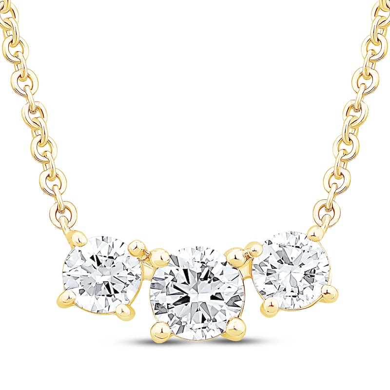 Lab-Created Diamonds by KAY Three-Stone Necklace 1-1/2 ct tw 14K Yellow Gold 18"