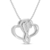 Thumbnail Image 3 of Diamond Double Heart Necklace 1/10 ct tw Sterling Silver 18&quot;