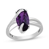 Thumbnail Image 1 of Oval-Cut Amethyst & White Lab-Created Sapphire Ring Sterling Silver