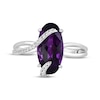 Thumbnail Image 3 of Oval-Cut Amethyst & White Lab-Created Sapphire Ring Sterling Silver