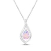 Thumbnail Image 1 of Pear-Shaped Pink Lab-Created Opal & White Lab-Created Sapphire Necklace Sterling Silver 18&quot;