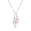 Thumbnail Image 2 of Pear-Shaped Pink Lab-Created Opal & White Lab-Created Sapphire Necklace Sterling Silver 18&quot;