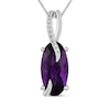 Thumbnail Image 1 of Oval-Cut Amethyst & White Lab-Created Sapphire Necklace Sterling Silver 18&quot;