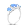 Thumbnail Image 2 of Oval-Cut Blue Lab-Created Opal & White Lab-Created Sapphire Three-Stone Ring Sterling Silver