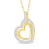 Thumbnail Image 2 of Diamond Tilted Hearts Necklace 1/4 ct tw 10K Yellow Gold 18&quot;